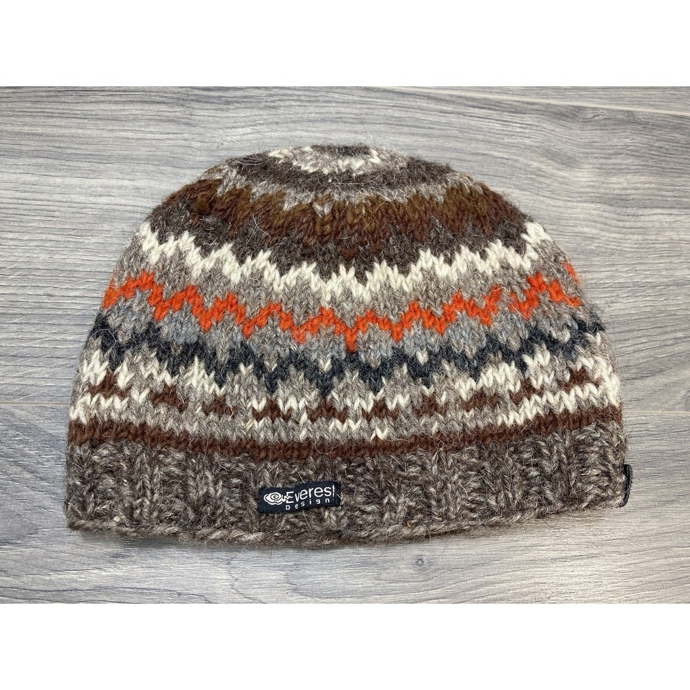 Everest Designs Hat 100% Wool Cap Fleece Lining Brown one Size fits all Outdoor